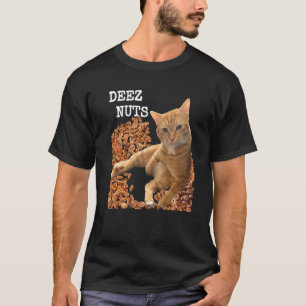Camiseta Chiste DIVERTIDO DEEZ NUTS con lindo Gato y pacana