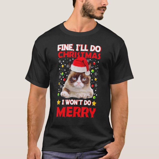 Camiseta Chiste Grumpy Navidades Cat Pun (Anverso)