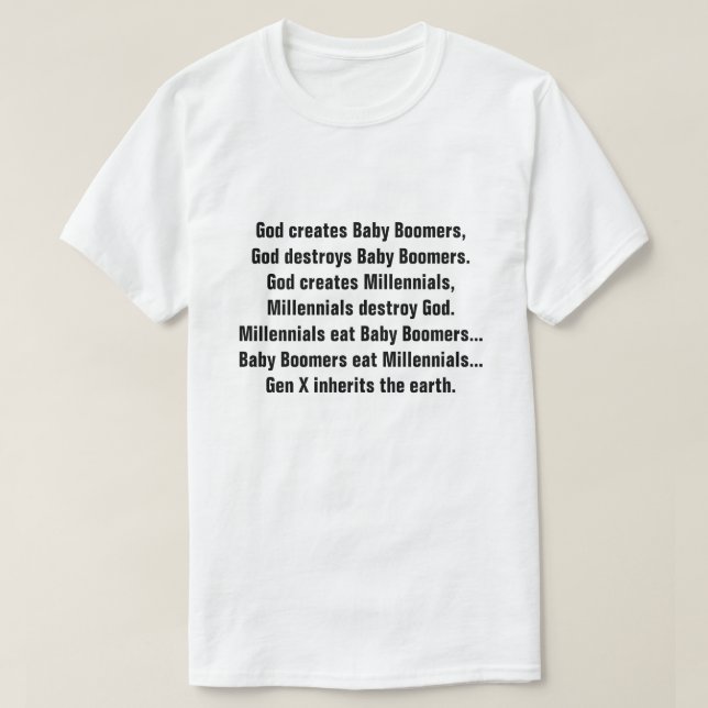 Camiseta Chiste milenario del nacido en el baby boom (Diseño del anverso)