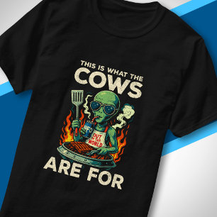 Camiseta Chiste Retro de Abducción de Vaca a la Parrilla po
