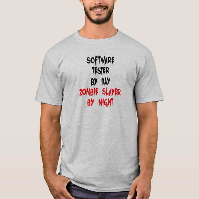 Camiseta Chiste Zombie de Software Tester (Anverso)
