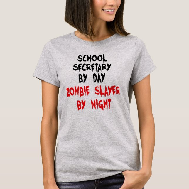 Camiseta Chiste Zombie, secretario de escuela (Anverso)