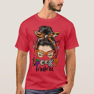 Camiseta chistosa mamá Messy Bun Mujeres Bruja Mamá Hallow