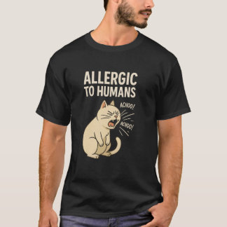 Camiseta Chistoso alérgico a humanos estornudando gato brom