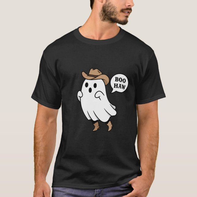 Camiseta Chistoso "Boo Haw" Lindo Fantasma Vaquero Juego de (Anverso)