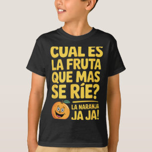 Camiseta Chistoso chiste español naranja diciendo broma nar