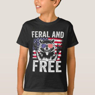 Camiseta Chistoso Salvaje Y Libre Mapache Chico Hombres Ban