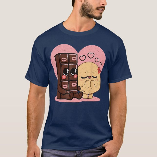 Camiseta Chocolate and pancakes couples love sweet romc vin (Anverso)