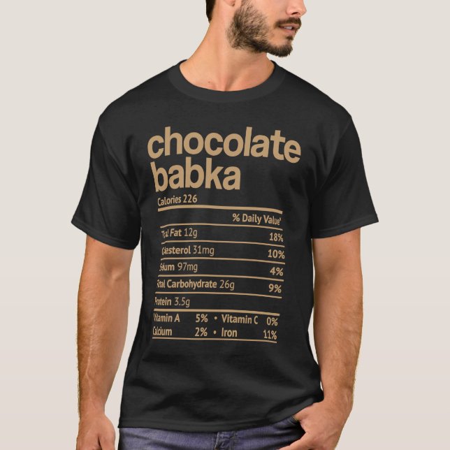 Camiseta Chocolate Babka Nutrition Facts Thanksgiving Jewis (Anverso)