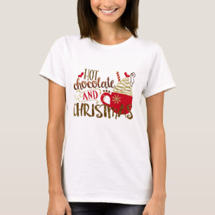 Camiseta Chocolate caliente y Navidad Purpurina de vacacion