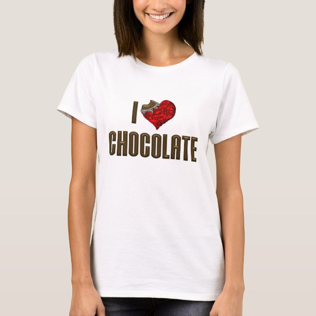 Camiseta Chocolate de Corazón que Amo - Barra de Chocolate  (Anverso)