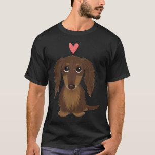Camiseta Chocolate de pelo largo Dachshund Cute Wiener Dog 