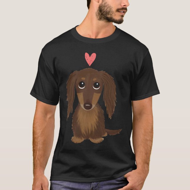 Camiseta Chocolate de pelo largo Dachshund Cute Wiener Dog  (Anverso)