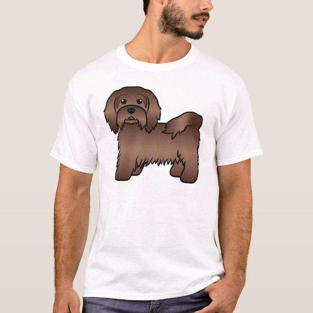 Camiseta Chocolate Havanese Cute Cartoon Dog Ilustracion (Anverso)