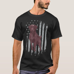 Camiseta Chocolate Lab Bandera Americana Marrón Labrador P