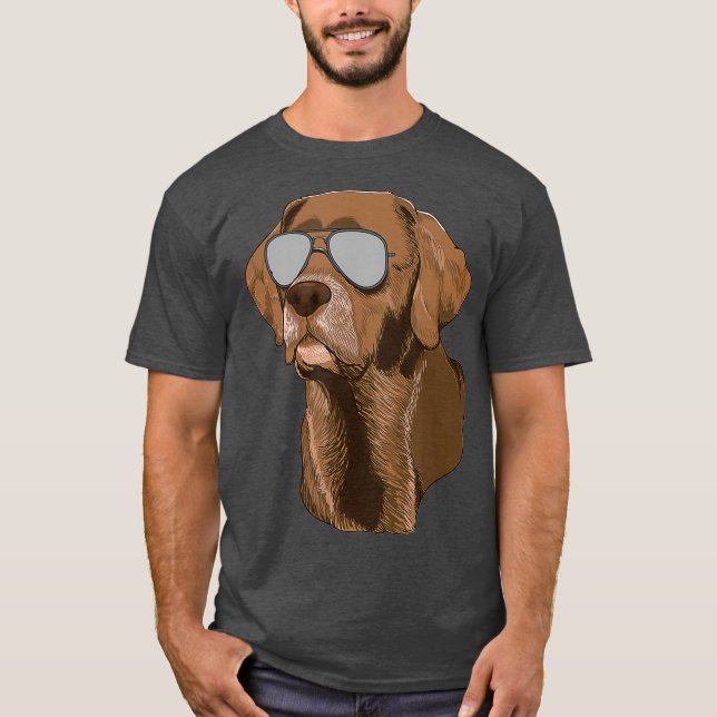 Camiseta Chocolate Lab Chocolate Labrador Perro gafas de so (Anverso)