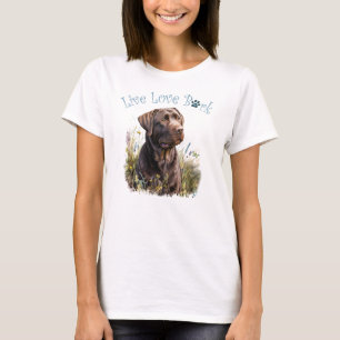 Camiseta Chocolate Lab Dog Mom Floral