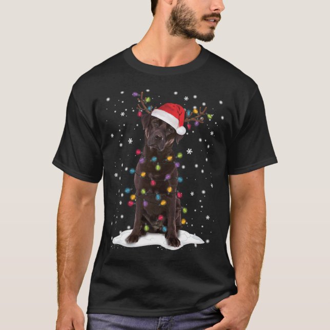 Camiseta Chocolate Lab Labrador Christmas Tree Light Pajama (Anverso)