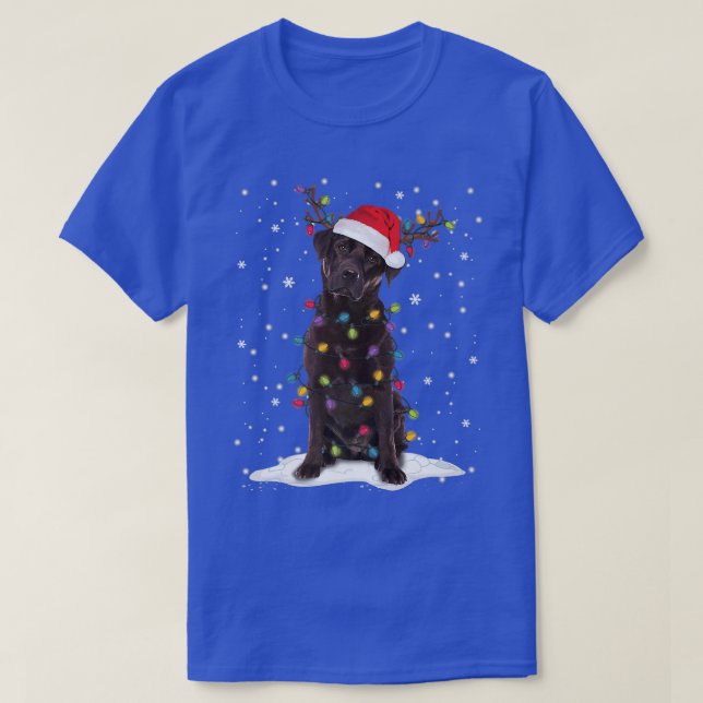 Camiseta Chocolate Lab Labrador Christmas Tree Light Pajama (Diseño del anverso)