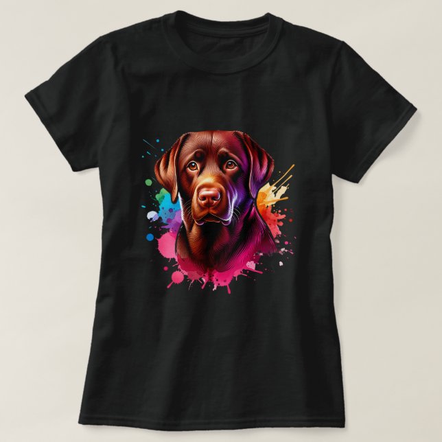 Camiseta Chocolate Lab Labrador recuperar arte de perro (Diseño del anverso)