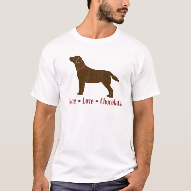 Camiseta Chocolate Lab Peace Love Chocolate (Anverso)