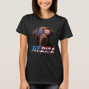 Camiseta Chocolate Labrador 4 de julio Bandera Americana Pa