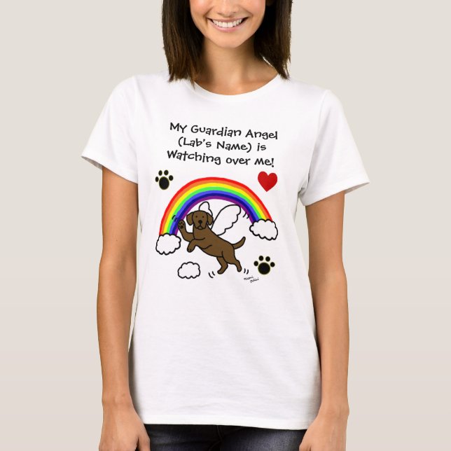 Camiseta Chocolate Labrador Ángel Guardian (Puente Arcoiris (Anverso)