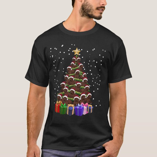 Camiseta Chocolate Labrador Árbol de Navidad Divertido jueg (Anverso)