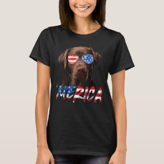 Camiseta Chocolate Labrador Bandera Americana Lab Perro 4 d