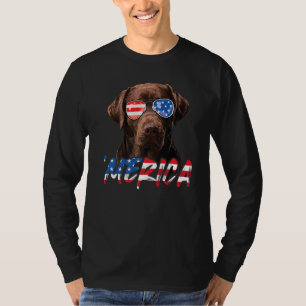 Camiseta Chocolate Labrador Bandera Americana Lab Perro 4 D