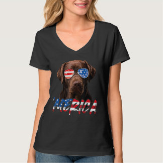 Camiseta Chocolate Labrador Bandera Americana Lab Perro 4 d