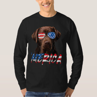 Camiseta Chocolate Labrador Bandera Americana Lab Perro 4 d