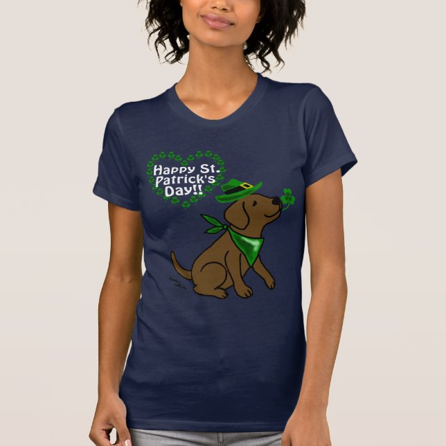 Camiseta Chocolate Labrador del día de St Patrick (Anverso)