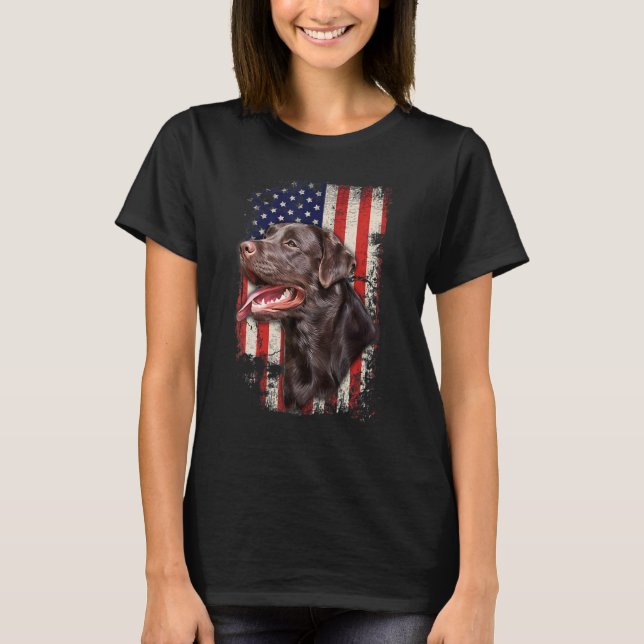 Camiseta Chocolate Labrador labra bandera patriótica estado (Anverso)
