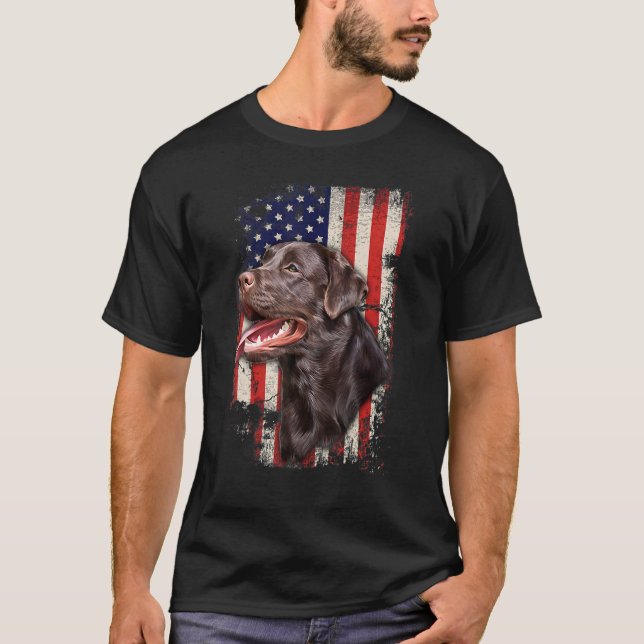 Camiseta Chocolate Labrador labra bandera patriótica estado (Anverso)