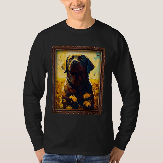 Camiseta Chocolate Labrador Painting Sunflower Flower Mom W (Anverso)