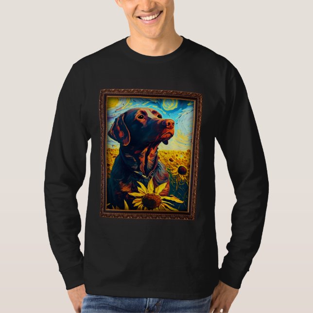 Camiseta Chocolate Labrador Painting Sunflower Flower Mom W (Anverso)