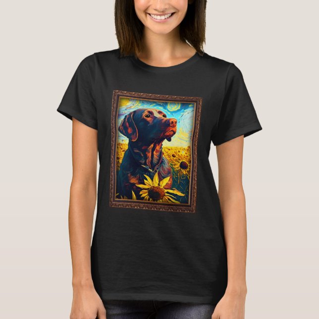 Camiseta Chocolate Labrador Painting Sunflower Flower Mom W (Anverso)