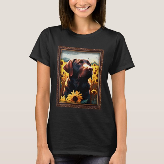 Camiseta Chocolate Labrador Painting Sunflower Flower Mom W (Anverso)