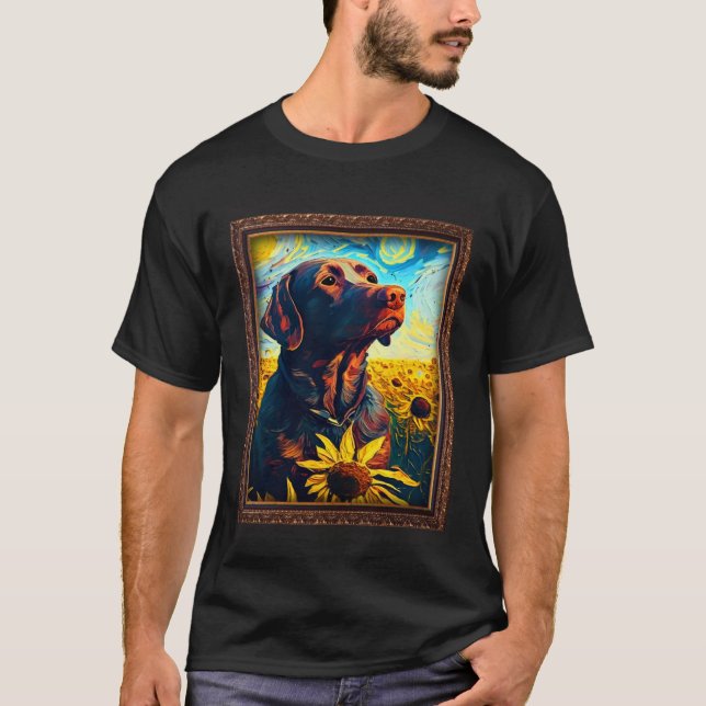 Camiseta Chocolate Labrador Painting Sunflower Flower Mom W (Anverso)