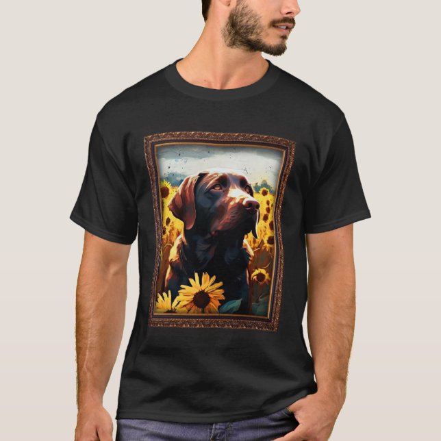 Camiseta Chocolate Labrador Painting Sunflower Flower Mom W (Anverso)