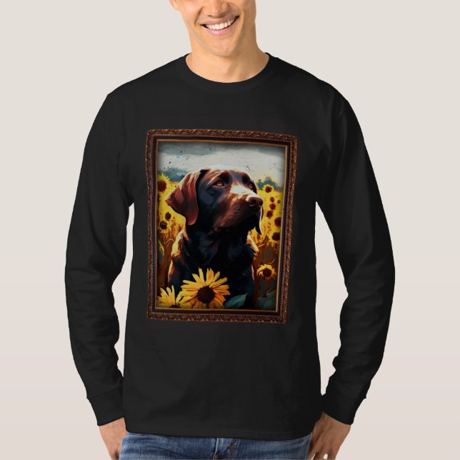 Camiseta Chocolate Labrador Painting Sunflower Flower Mom W (Anverso)