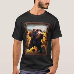 Camiseta Chocolate Labrador Pintura Flor de girasol Mamá W