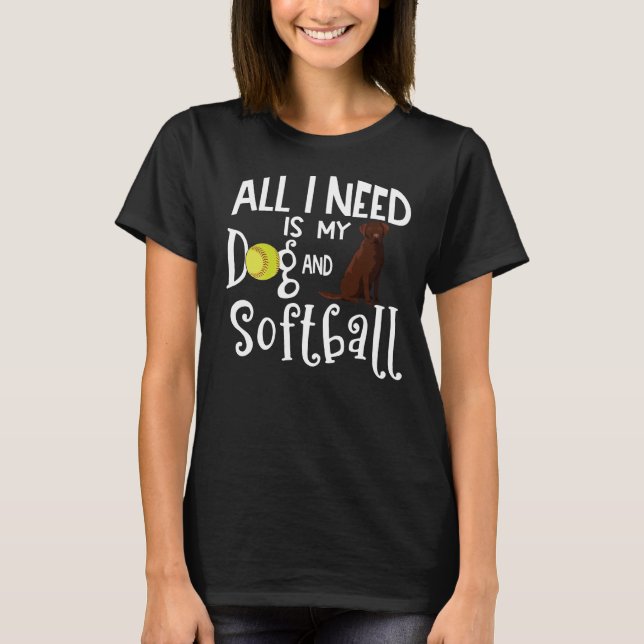Camiseta Chocolate Labrador Recuperador Perro Softball Play (Anverso)