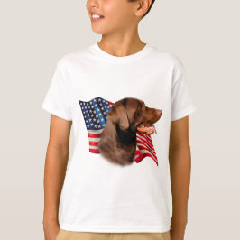 Camiseta Chocolate Labrador recuperar bandera estadounidens