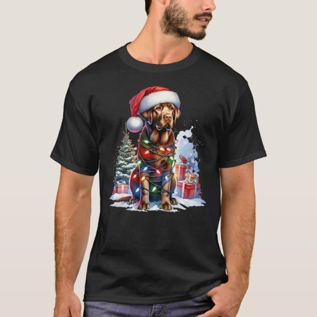 Camiseta Chocolate Labrador Retriever Dog Santa Christmas T (Anverso)
