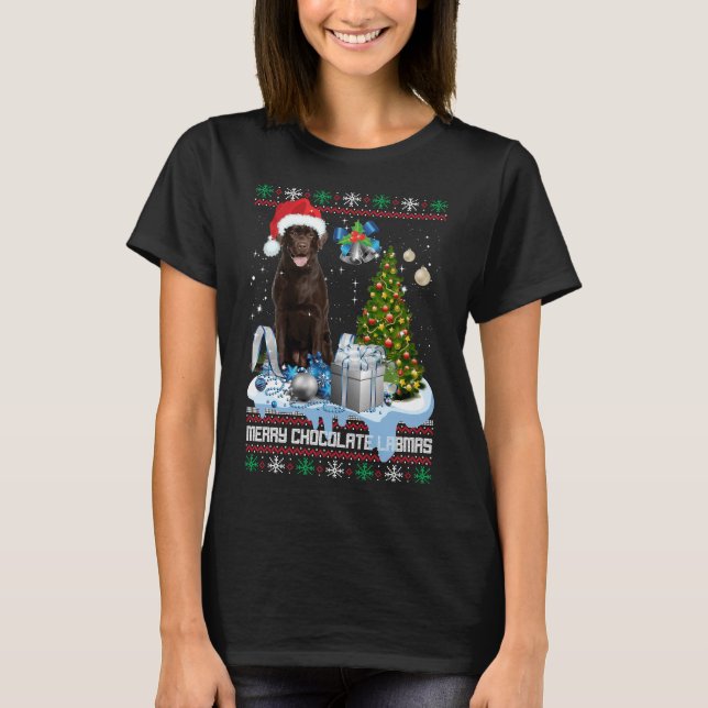 Camiseta Chocolate Labrador Santa Hat Navidades feos (Anverso)
