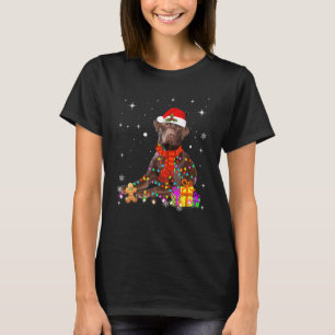 Camiseta Chocolate Labrador Santa Hat Navidades Luz de hada