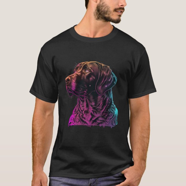 Camiseta Chocolate Labrador Synthwave 80s Retrowave Aesthet (Anverso)