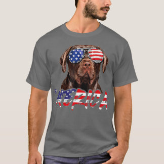 Camiseta Chocolate Merica Labrador 4 de Julio Fla Americana